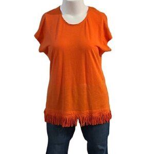 [Allison Daley] Orange Frill Bottom Top - Size L
